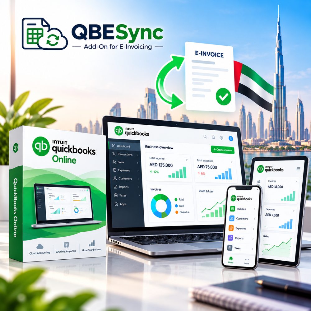 QBESync for QuickBooks Online on laptop, tablet and phone